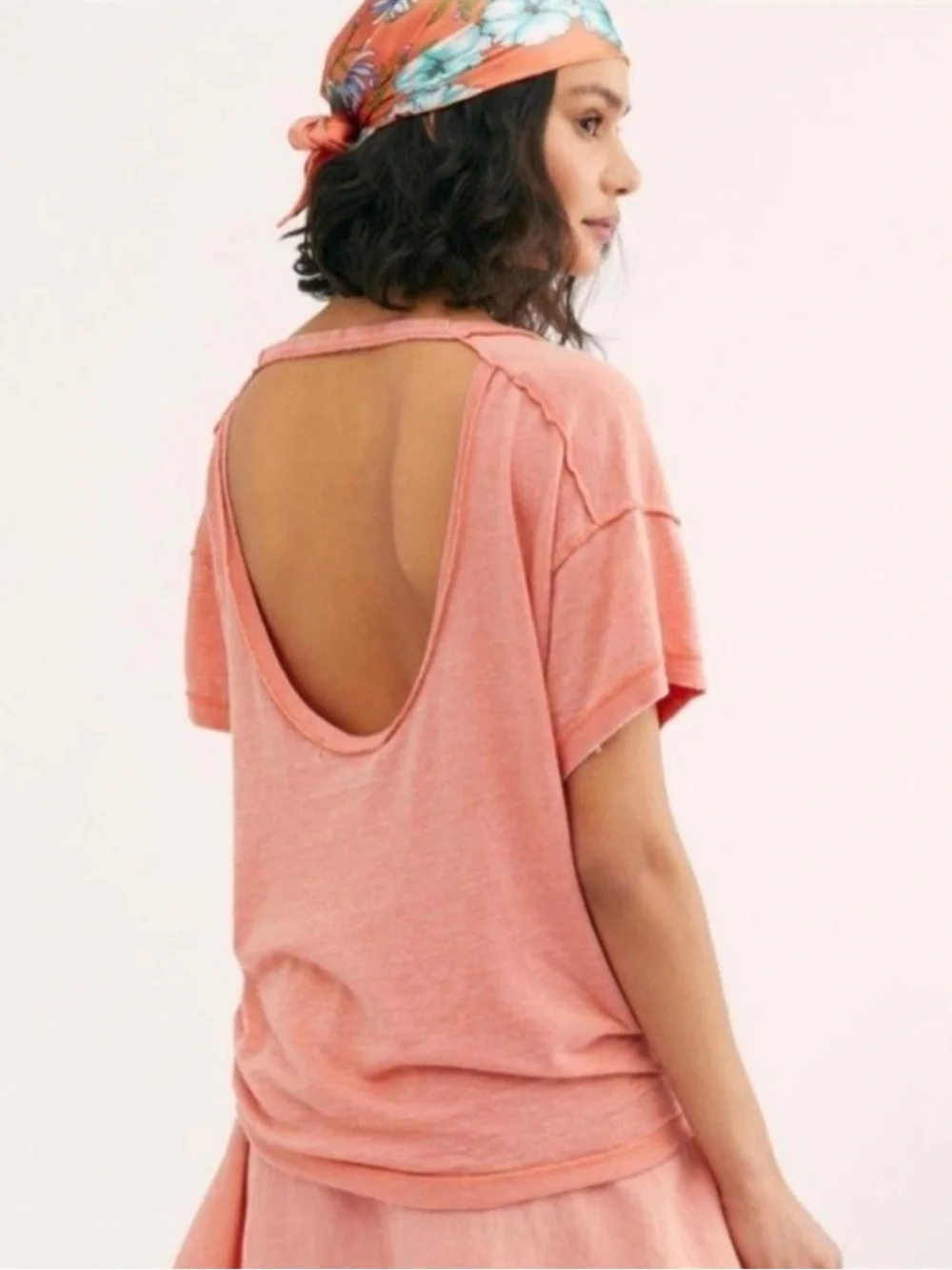 Free People All Mine T Shirt In Apricot Coral Size Medium